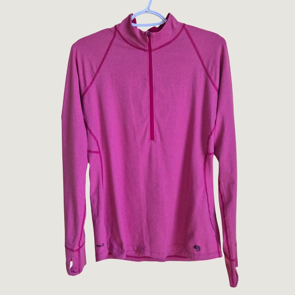 Mountain Hardwear Wick.Q 1/4 Zip Pullover Womens M Pink Excellent Thumbholes
